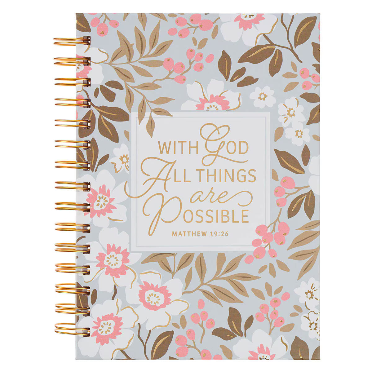 Things Are Possible White Poppy Spiral Journal Matthew 19:26