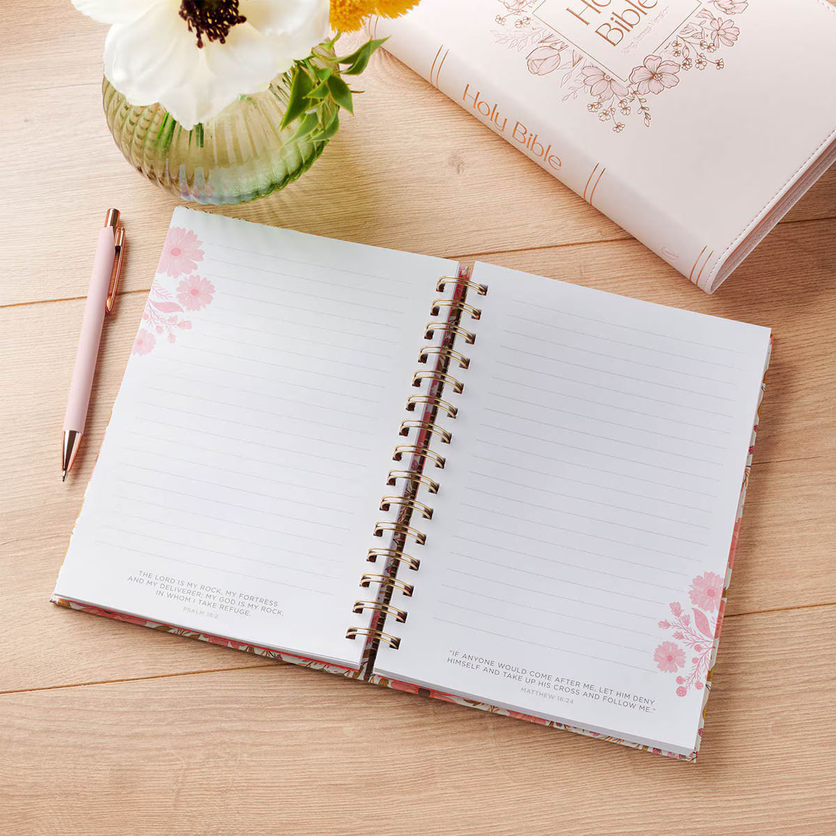 Trust Coral Floral Spiral Journal Isaiah 40:31