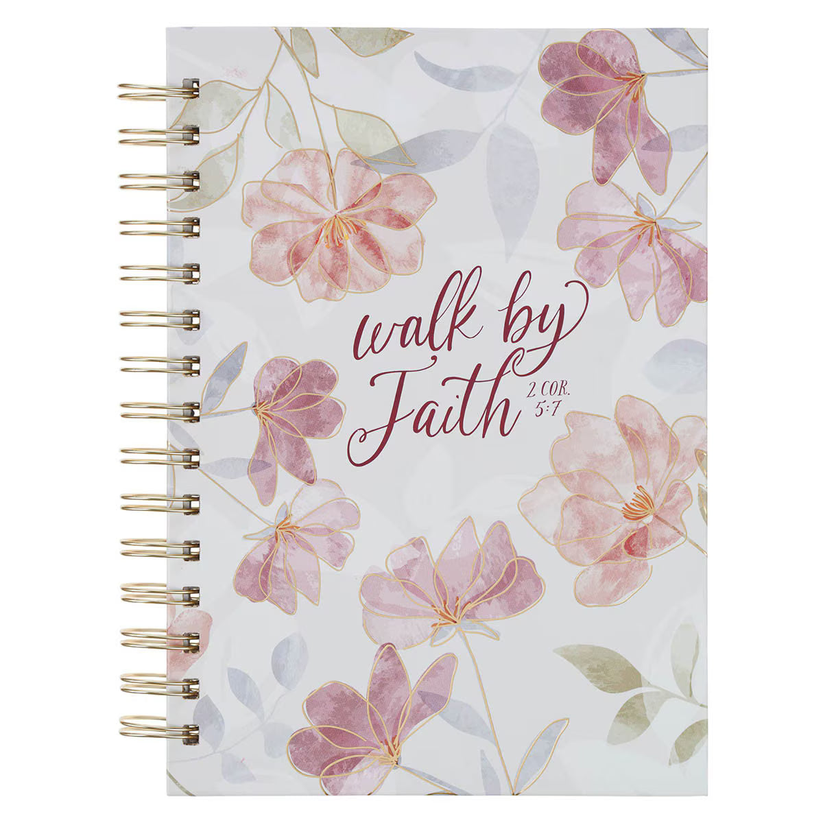 Walk by Faith Pink Cosmos Spiral Journal 2 Corinthians 5:7
