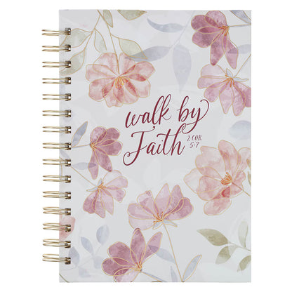 Walk by Faith Pink Cosmos Spiral Journal 2 Corinthians 5:7