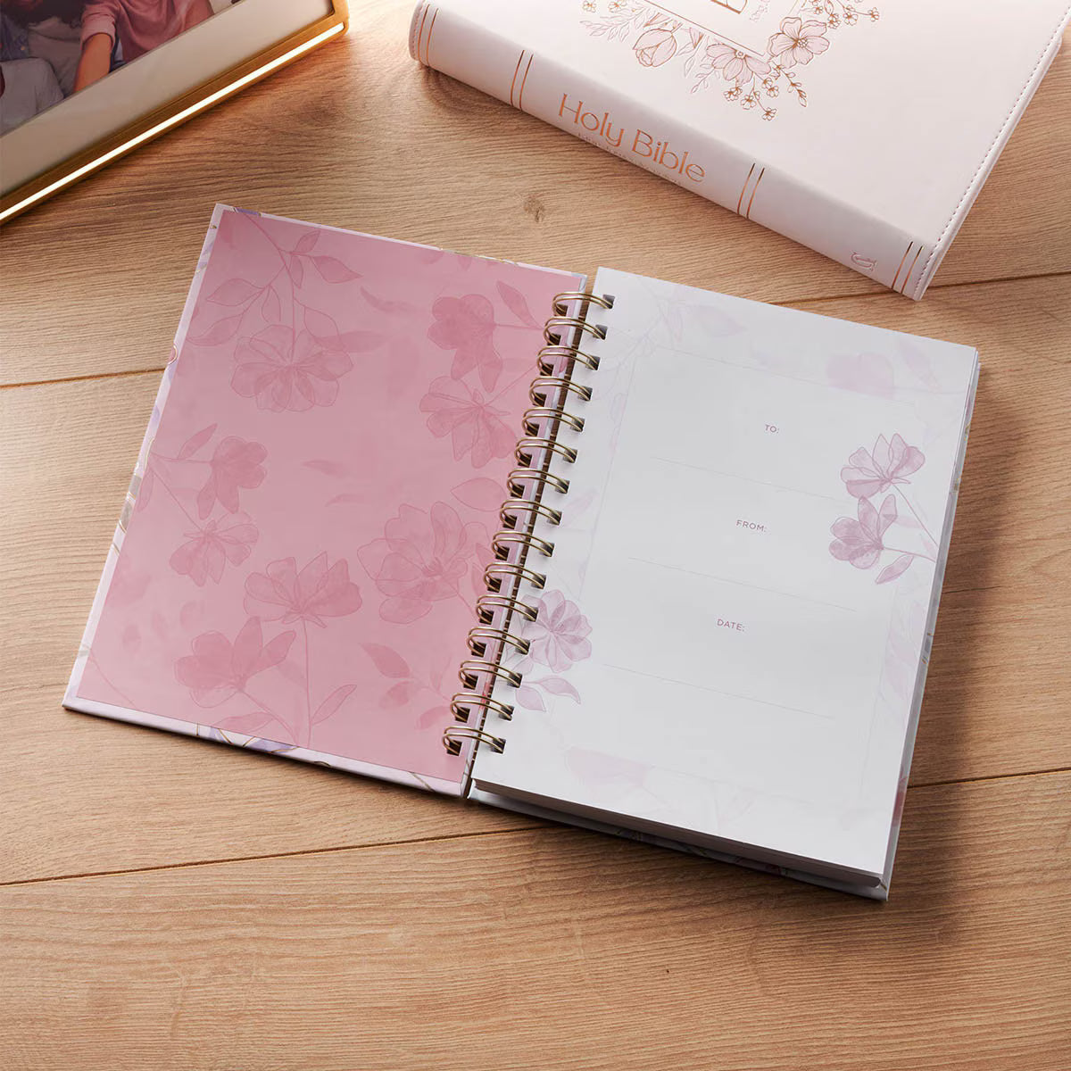 Walk by Faith Pink Cosmos Spiral Journal 2 Corinthians 5:7