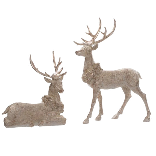 Cream and Gold Deer with Pinecone Garland