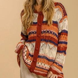 Crochet Striped Cardigan