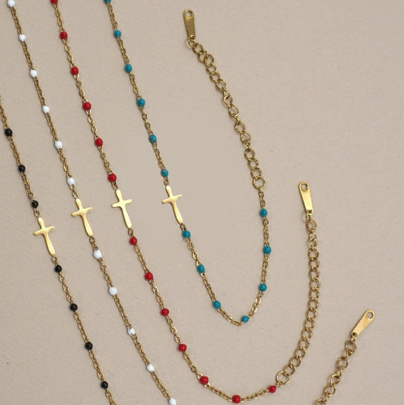 Cross and Bead Bracelet
