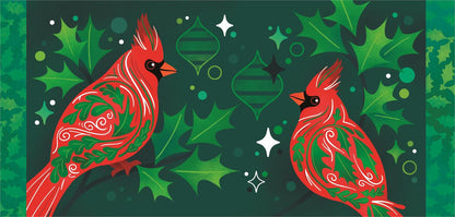 Decorative doormat with cardinal design.