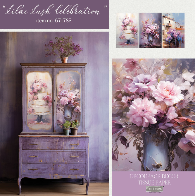 Redesign Decoupage Tissue Paper Pack - Lilac Lush Celebration