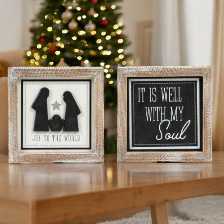 Double Sided Christmas and Year Round Sign - Joy/Soul