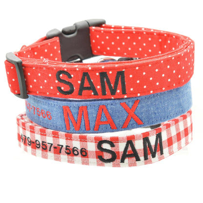 Blue Plaid Personalized Dog Collar