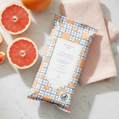 Pack of Beekman 1802 honeyed grapefruit wipes 