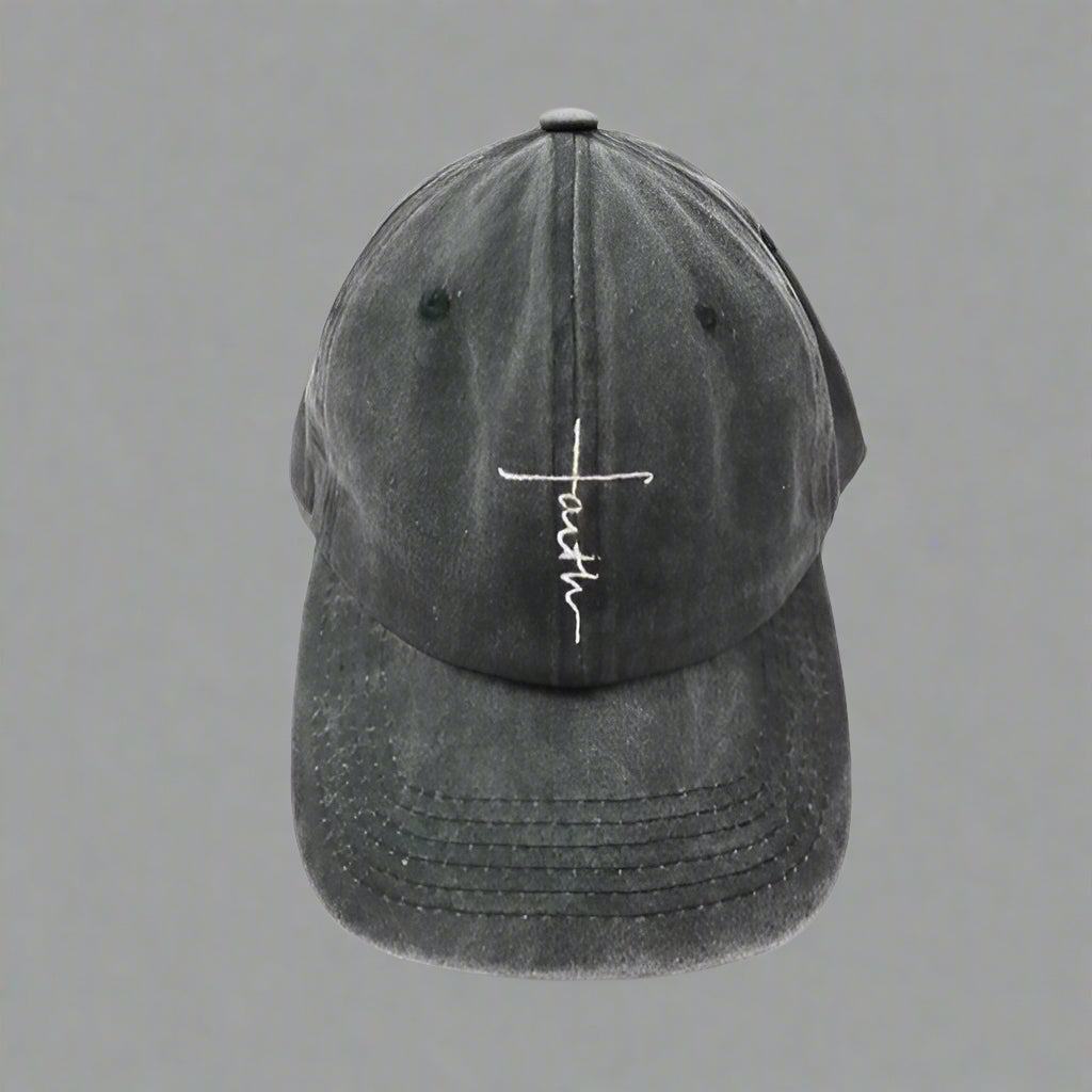 Faith Embroidered Washed Baseball Cap