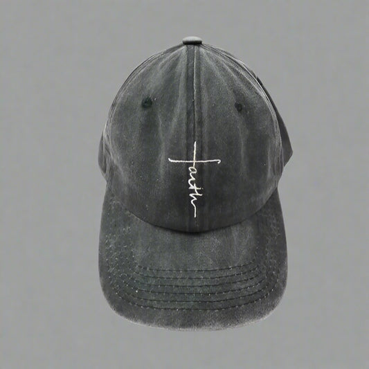 Faith Embroidered Washed Baseball Cap