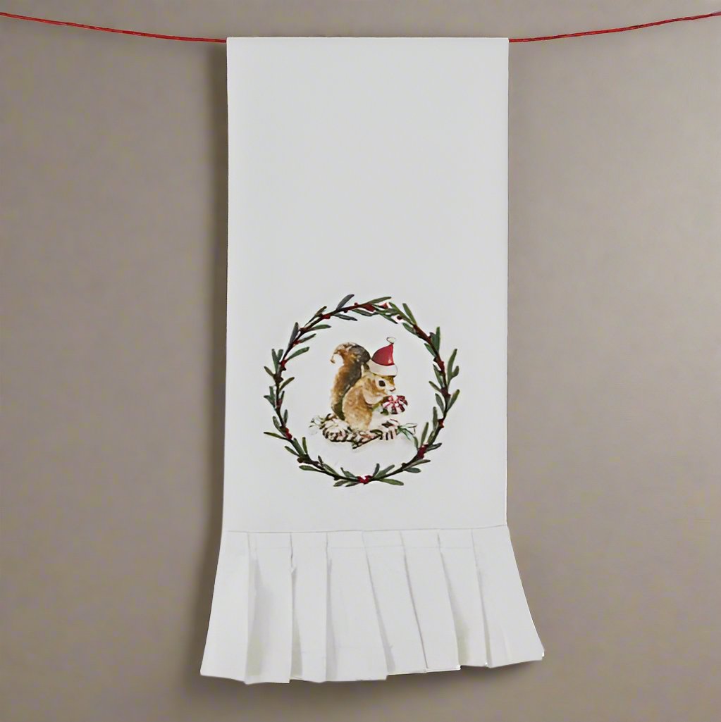 Farmhouse Squirrel Holiday Dishtowel