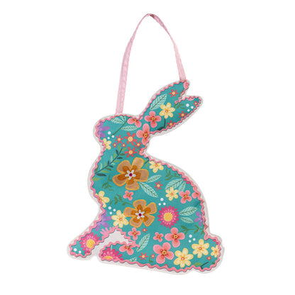 Floral Patterned Bunny Door Decor Hanger