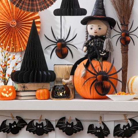 Foldable Paper Spider Hanging Decor Set of 2
