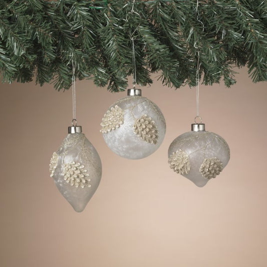 Frosted Glass Pinecone Ornament