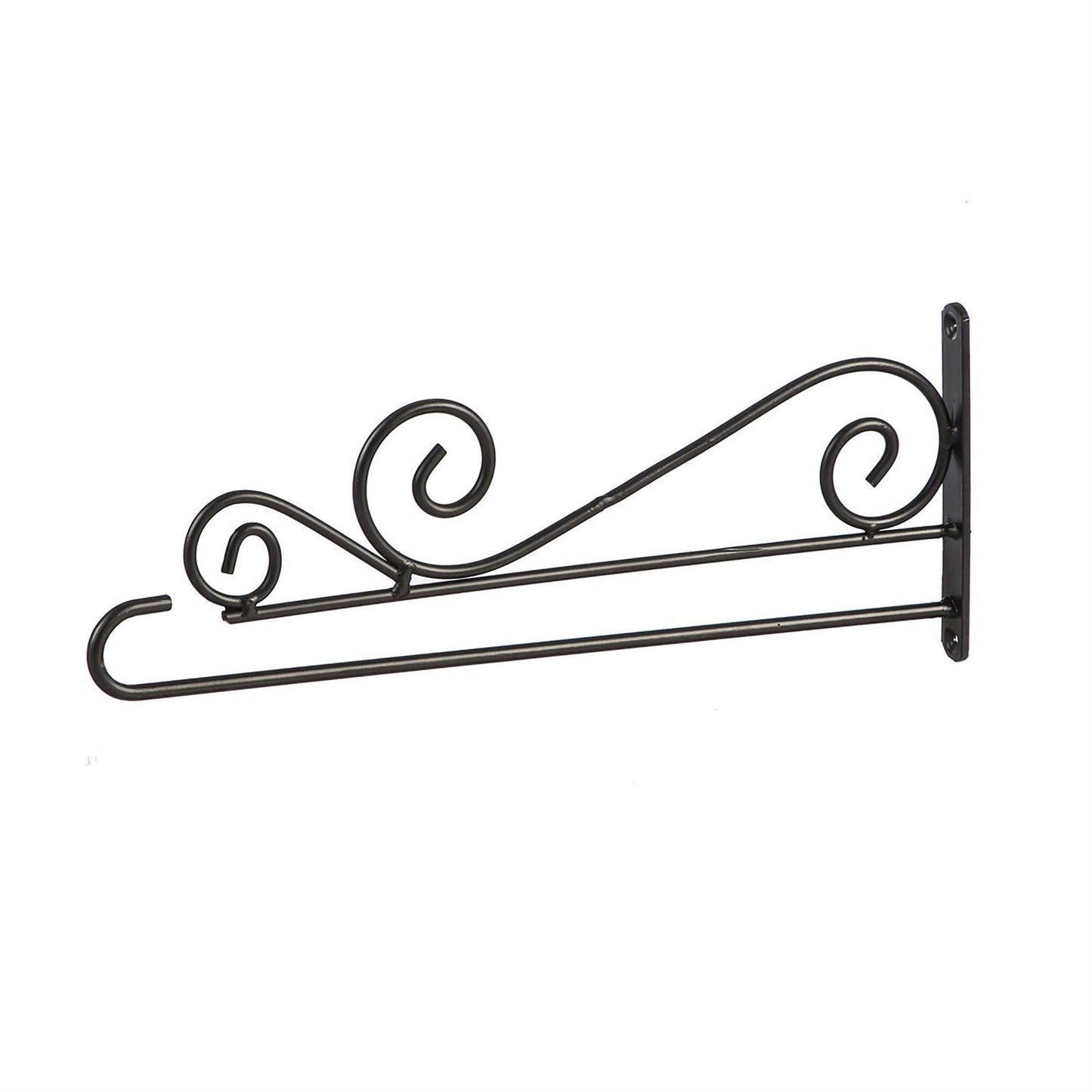 Garden flag hanger with scroll design on a white background