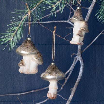 Glass Iced Mushroom Ornament