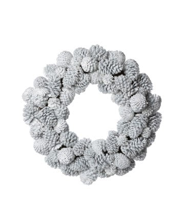 Glistening Snowy Pine Cone Wreath