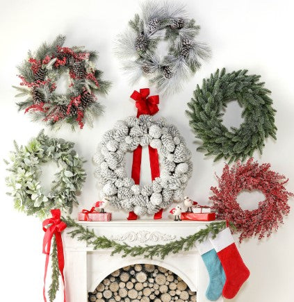 Glistening Snowy Pine Cone Wreath