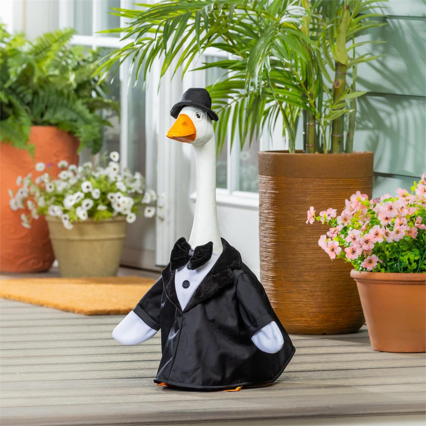 Giddy the Porch Goose Statue and Outfits