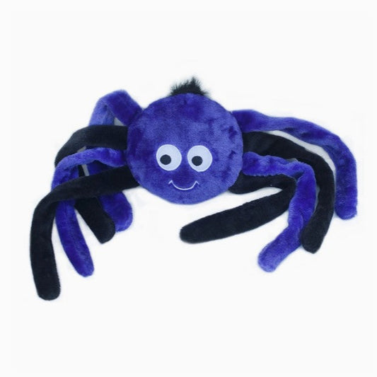 Purple spider plush toy on a white background