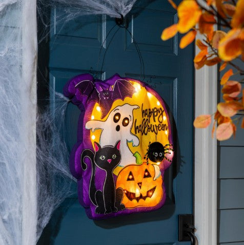 Halloween Welcome Friends Lighted Door Decor