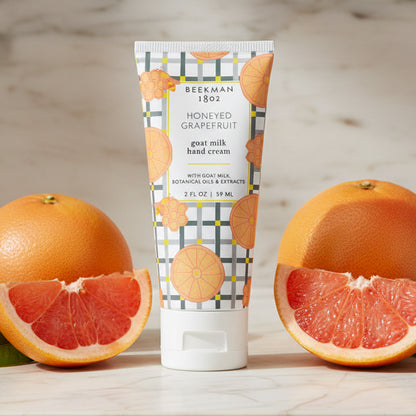 Tube of BEEKMAN 1802 Honeyed Grapefruit goat milk hand cream