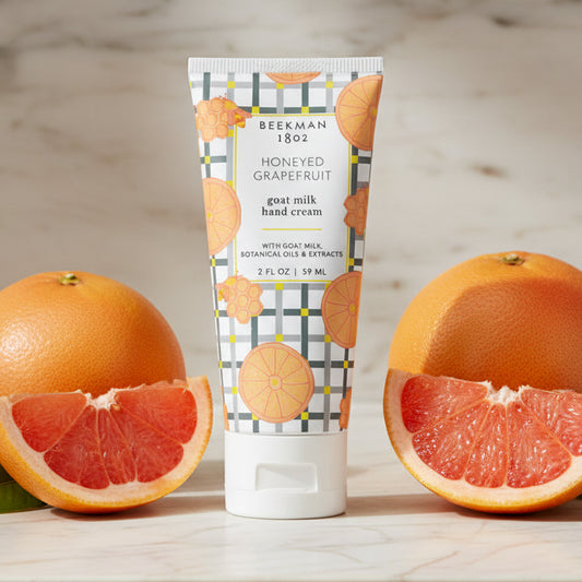Tube of BEEKMAN 1802 Honeyed Grapefruit goat milk hand cream