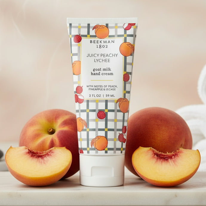 Beekman 1802 hand cream tube with colorful packaging 