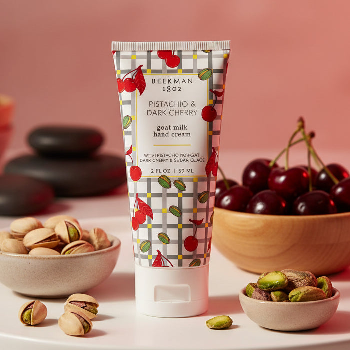 Hand cream tube with cherry design