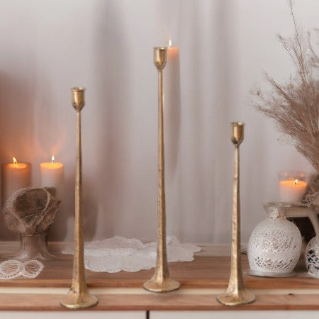 Hand Forged Metal Candle Holder Set of 3
