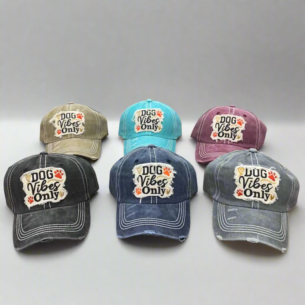Embroidered Dog Vibes Only Baseball Hat