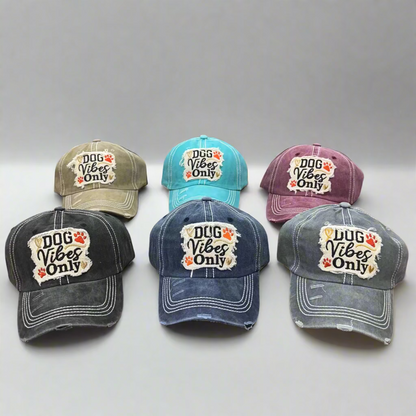 Embroidered Dog Vibes Only Baseball Hat