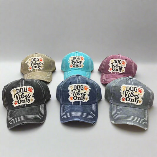 Embroidered Dog Vibes Only Baseball Hat
