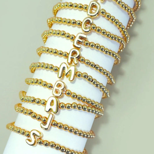 Initial Monogram Bubble Stretch Bead Bracelet