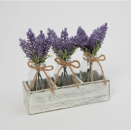 Lavender in Glass Vase Trio