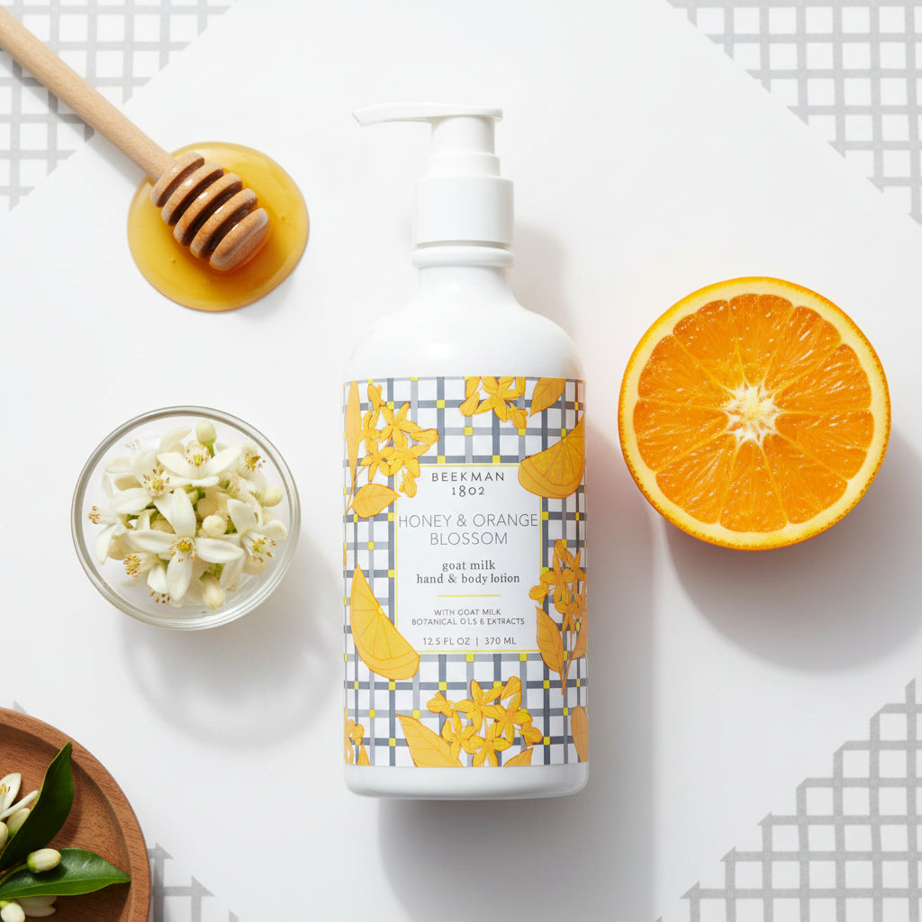 Lotion bottle with floral design