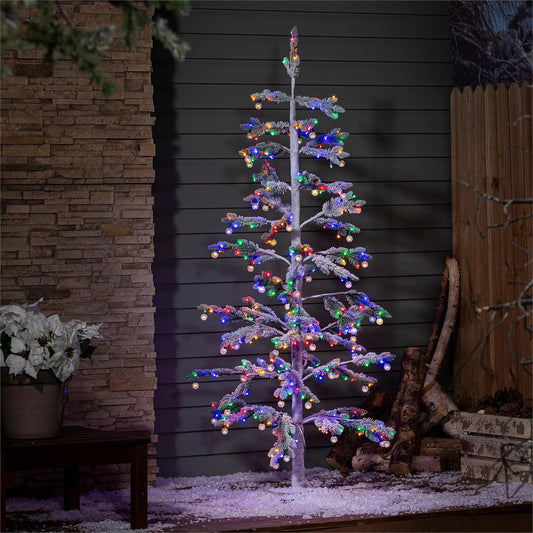Multi Color LED Frosted Tree with Globe Lights