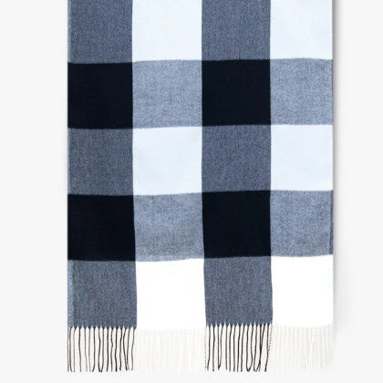 Multi Color Plaid Scarf - Black & White