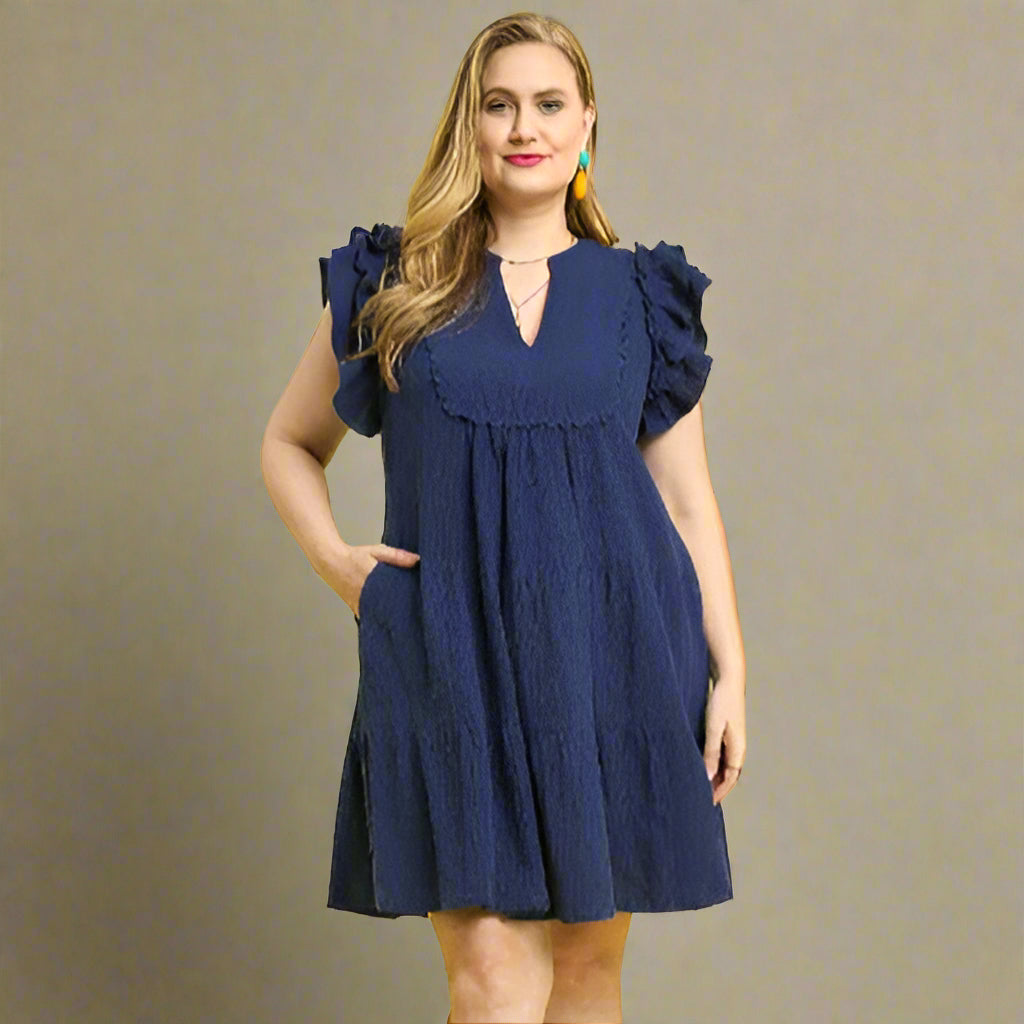 Textured Ruffle Babydoll Dress