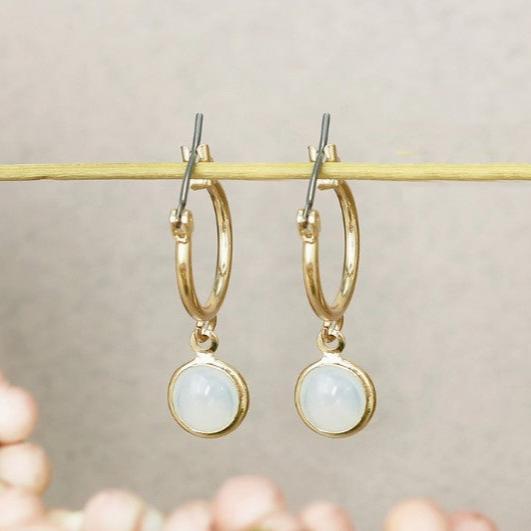 Modern Opal Gold Hoop Earrings