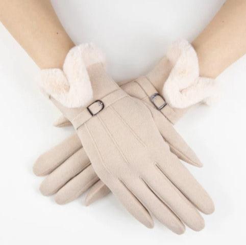 Faux Fur Cuff Gloves with Touch Screen Function