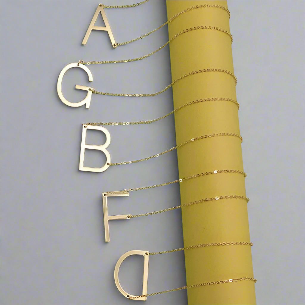 Large Sideway Initial Necklace
