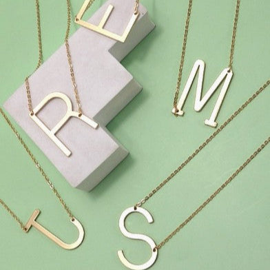 Large Sideway Initial Necklace