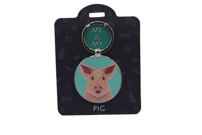 Keychain with pig design on a black card with 'ME & MY' text