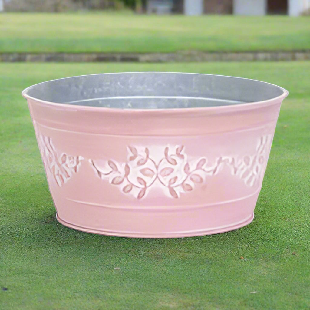 Pink Flower Embossed Bucket