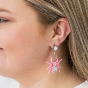 Pink Spider Earrings