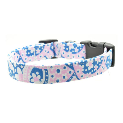 pink and blue paisley dog collar on a white background