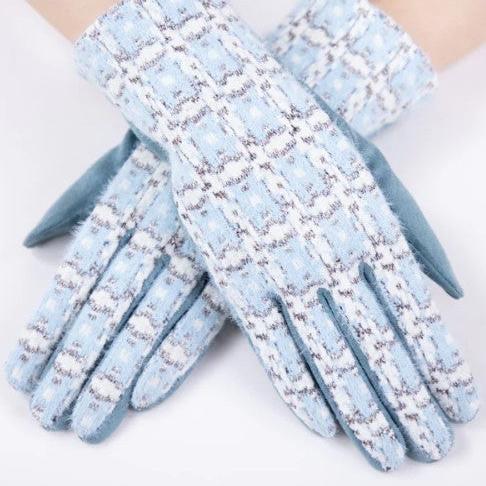 Plaid Tweed Gloves with Touch Screen Feature