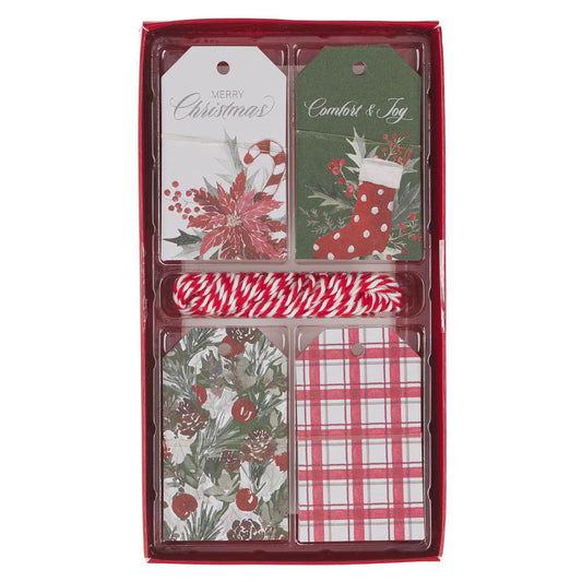 Poinsettia and Holly Christmas Tag Set